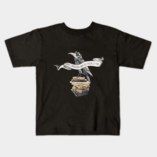 Crow Plague Doctor Say quote stay safe vintage style Kids T-Shirt